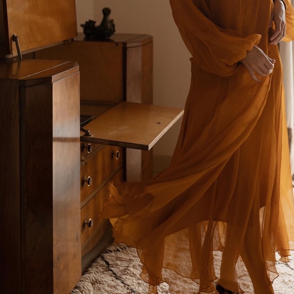 Maxi long sleeves silk dress - Picture 3 of 5